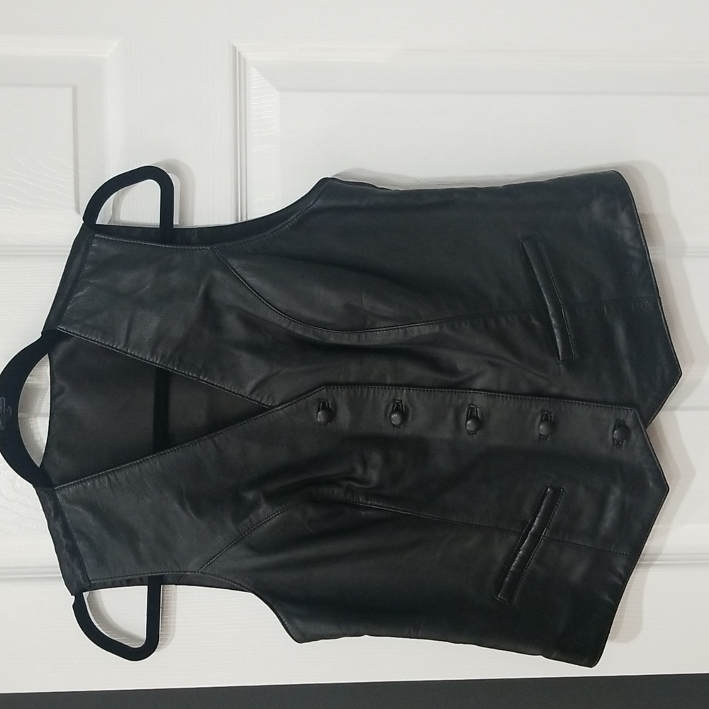 Genuine Smooth Black Sheep Napa Leather Vest